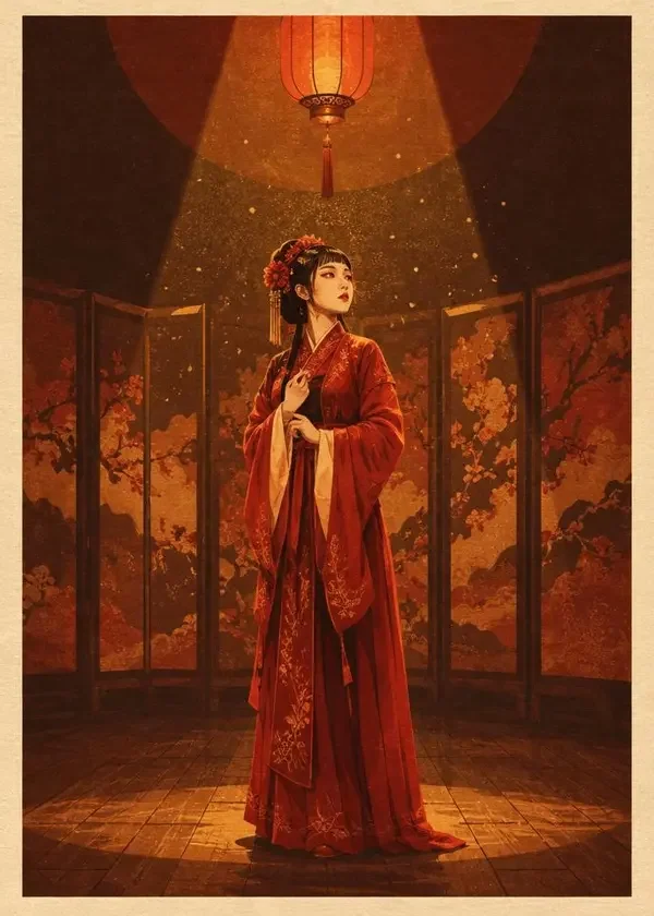 背卷的唱夜人 短剧原创插画风竖版封面